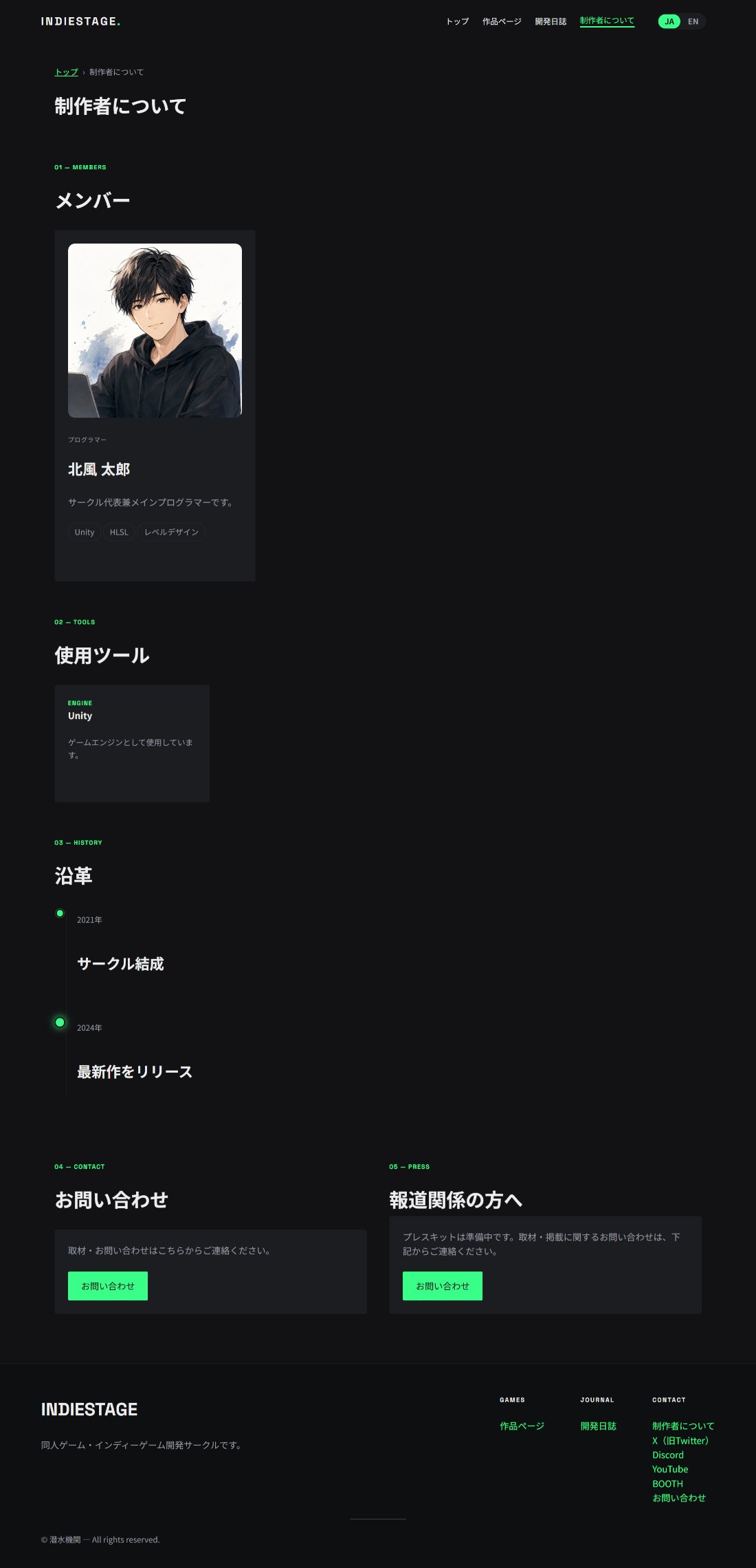 制作者についてのスクリーンショット